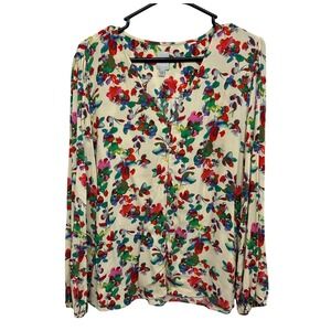 ICHI Floral Blouse M Romantic Layers Button Front European Chic Feminine